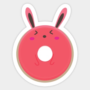 Pink Donut Blushing Bunny Rabbit Sticker